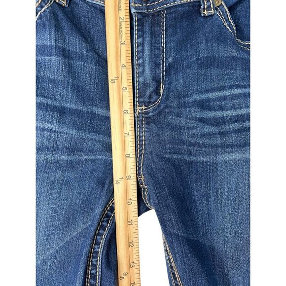 Seven7 Jeans Womens 14 Blue Bootcut Thick Stitch Embroidered Flap Pockets Denim - Picture 12 of 15